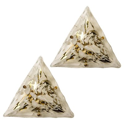 Gold-Plated Piramide Flush Mounts, 1970s, Italy, Set of 2-VDW-1033155