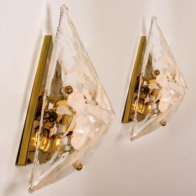 Gold-Plated Piramide Flush Mounts, 1970s, Italy, Set of 2-VDW-1033155