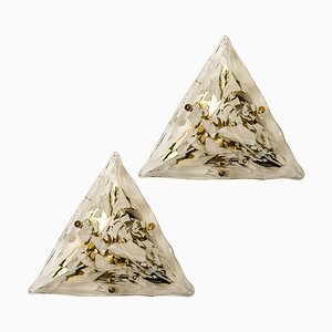 Gold-Plated Piramide Flush Mounts, 1970s, Italy, Set of 2-VDW-1033155