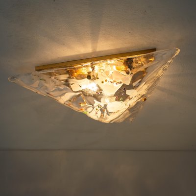 Gold-Plated Pyramide Flush Mount by Venini, Italy, 1980s-VDW-680996