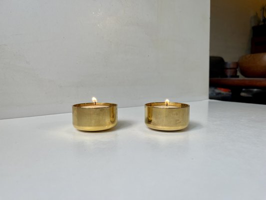 Gold Plated Tealight Candleholders by Pierre Forssell for Skultuna, 1960s, Set of 2-LCR-1749115