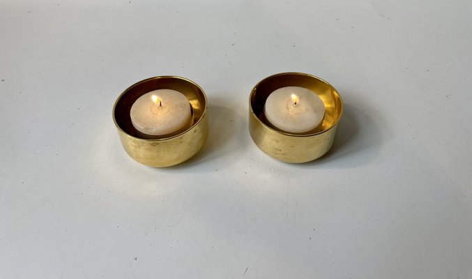 Gold Plated Tealight Candleholders by Pierre Forssell for Skultuna, 1960s, Set of 2-LCR-1749115