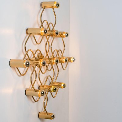 Gold Wall Light attributed to Sciolari, 1970s-VDW-1804762