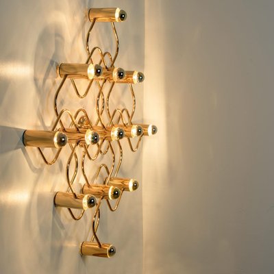 Gold Wall Light attributed to Sciolari, 1970s-VDW-1804762