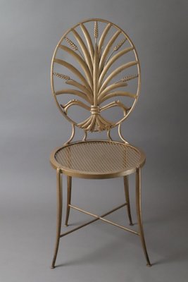 Gold Wheat Chair by S. Salvadori, Florence, 1960s-ESB-1784384