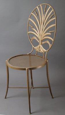 Gold Wheat Chair by S. Salvadori, Florence, 1960s-ESB-1784384