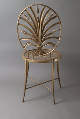 Gold Wheat Chair by S. Salvadori, Florence, 1960s-ESB-1784384