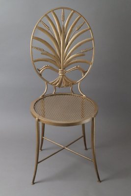 Gold Wheat Chair by S. Salvadori, Florence, 1960s-ESB-1784384