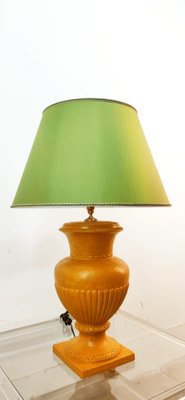 Gold Yellow Ceramic Table Lamp with Green Lampshade-QLH-1768780