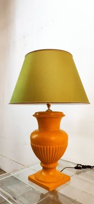 Gold Yellow Ceramic Table Lamp with Green Lampshade-QLH-1768780