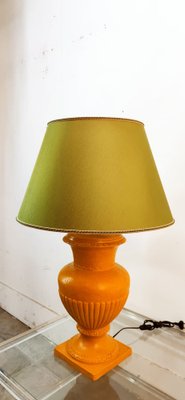 Gold Yellow Ceramic Table Lamp with Green Lampshade-QLH-1768780