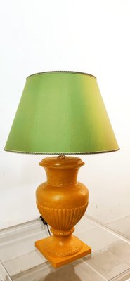 Gold Yellow Ceramic Table Lamp with Green Lampshade-QLH-1768780