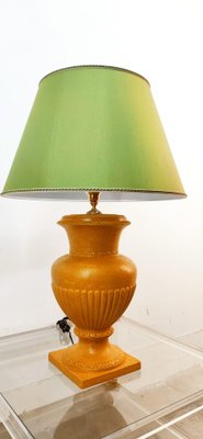 Gold Yellow Ceramic Table Lamp with Green Lampshade-QLH-1768780