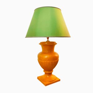 Gold Yellow Ceramic Table Lamp with Green Lampshade-QLH-1768780