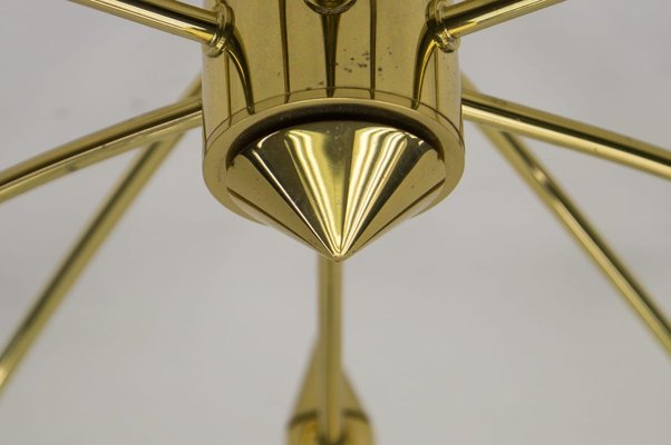 Golden 12-Arm Sputnik Ceiling Lamp, 1970s-KQB-626356