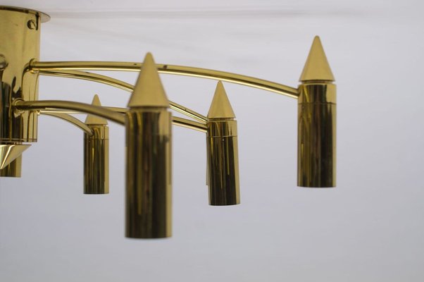 Golden 12-Arm Sputnik Ceiling Lamp, 1970s-KQB-626356