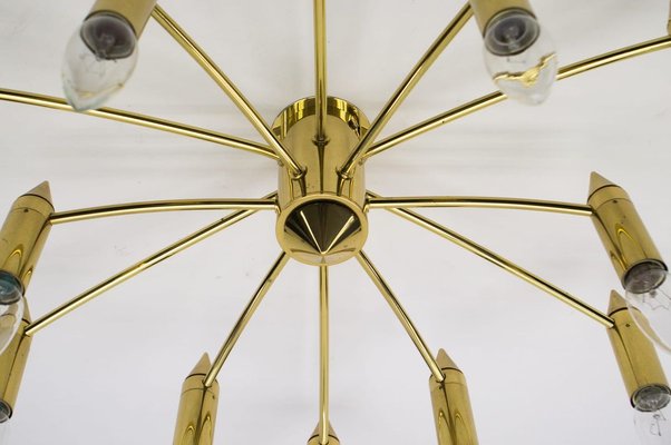 Golden 12-Arm Sputnik Ceiling Lamp, 1970s-KQB-626356