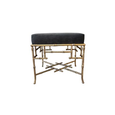 Golden Bamboo and Metal Bench, 1970s-RFP-2027177