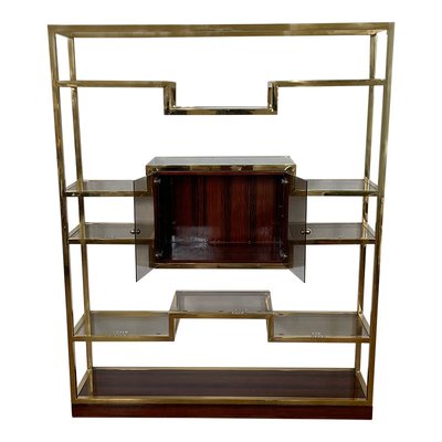 Golden Brass & Makassar Bookcase with Showcase, 1990s-BEW-1773350