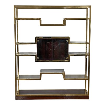 Golden Brass & Makassar Bookcase with Showcase, 1990s-BEW-1773350