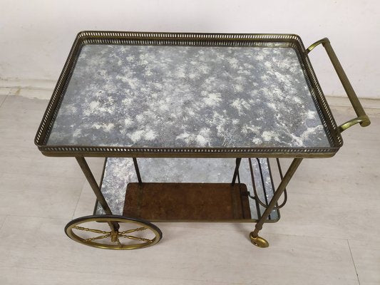 Golden Brass Serving Cart, 1950s-EAD-1816191