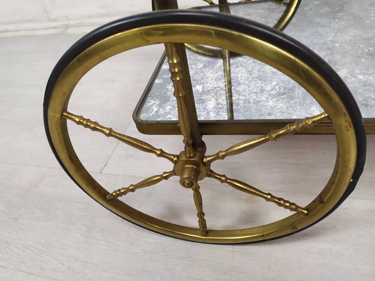 Golden Brass Serving Cart, 1950s-EAD-1816191