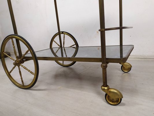 Golden Brass Serving Cart, 1950s-EAD-1816191