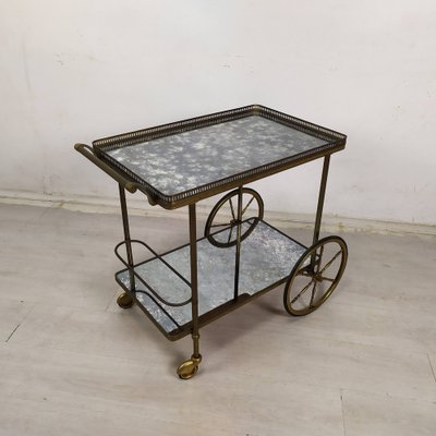 Golden Brass Serving Cart, 1950s-EAD-1816191