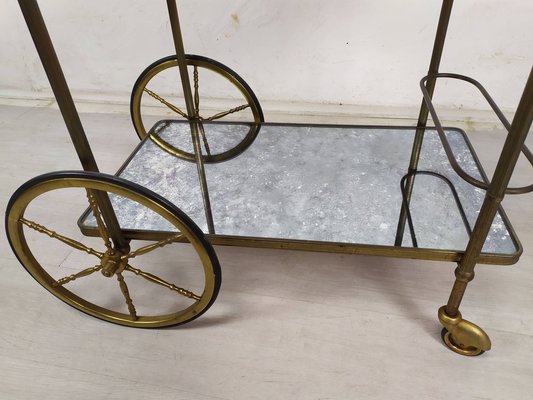 Golden Brass Serving Cart, 1950s-EAD-1816191