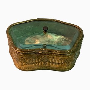 Golden Bronze Box with Glass Lid-IKW-1138841