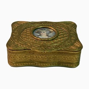 Golden Bronze Box with Lady Miniature-IKW-1138834