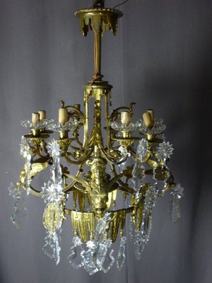 Golden Bronze Chandelier With Winged Sphinxes-WSV-711091