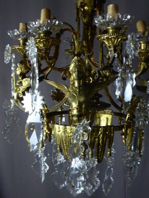 Golden Bronze Chandelier With Winged Sphinxes-WSV-711091