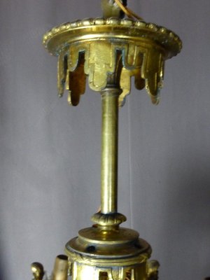 Golden Bronze Chandelier With Winged Sphinxes-WSV-711091