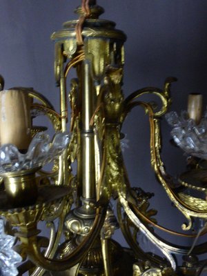 Golden Bronze Chandelier With Winged Sphinxes-WSV-711091