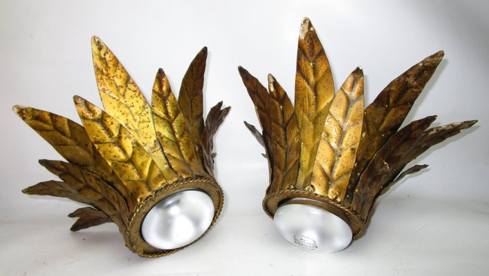 Golden Ceiling Lamps, 1950s, Set of 2-ZVO-568318