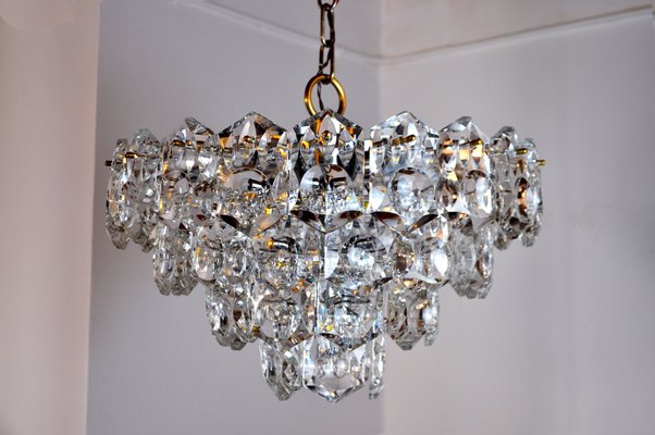 Golden Cut Glass Chandelier from Kinkeldey, Germany, 1970s-EJE-1373642