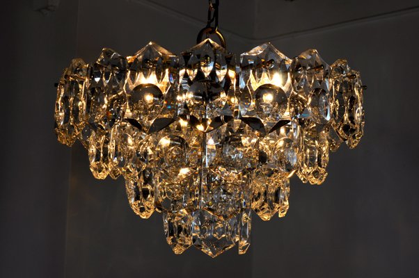 Golden Cut Glass Chandelier from Kinkeldey, Germany, 1970s-EJE-1373642