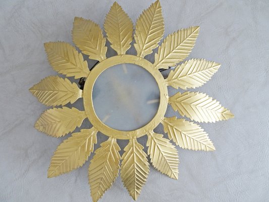 Golden Floral Ceiling Lamp, 1970s-POM-708198