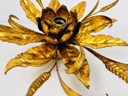 Golden Florentine Flower Shape Flushmount attributed to Hans Kögl, Germany, 1970s-PUK-1450267