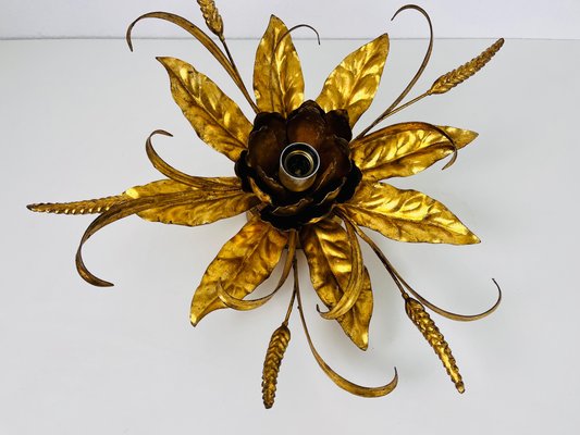 Golden Florentine Flower Shape Flushmount attributed to Hans Kögl, Germany, 1970s-PUK-1450267