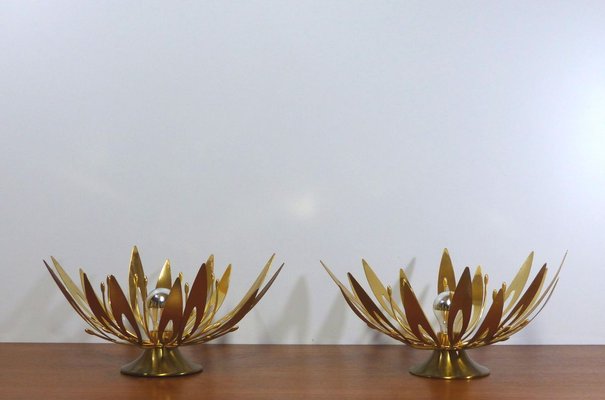 Golden Flower Sconces, 1970s, Set of 2-DQG-836208