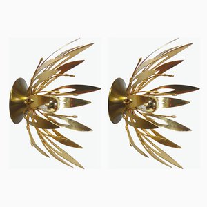 Golden Flower Sconces, 1970s, Set of 2-DQG-836208