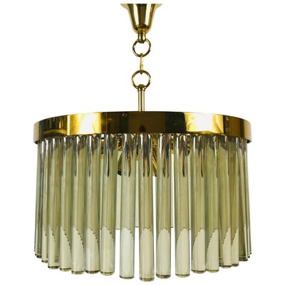 Golden Gilded Brass and Crystal Glass Chandelier by Christoph Palme, 1960s-PUK-617842