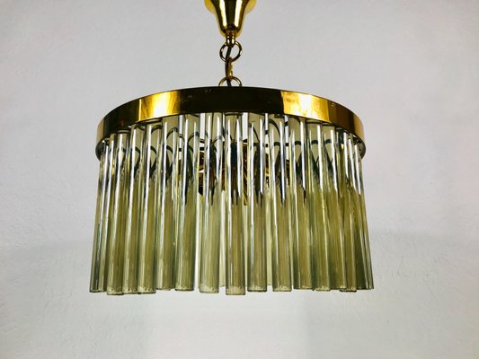 Golden Gilded Brass and Crystal Glass Chandelier by Christoph Palme, 1960s-PUK-617842