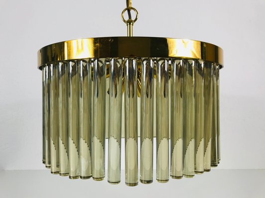 Golden Gilded Brass and Crystal Glass Chandelier by Christoph Palme, 1960s-PUK-617842