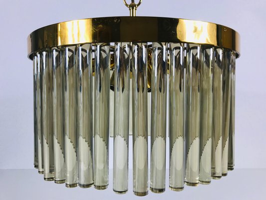 Golden Gilded Brass and Crystal Glass Chandelier by Christoph Palme, 1960s-PUK-617842