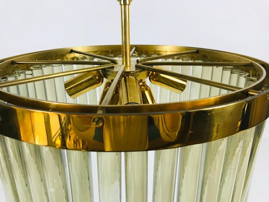 Golden Gilded Brass and Crystal Glass Chandelier by Christoph Palme, 1960s-PUK-617842