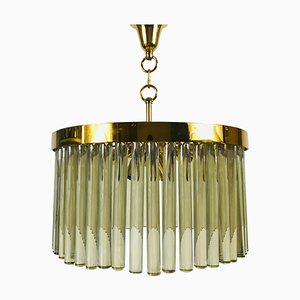 Golden Gilded Brass and Crystal Glass Chandelier by Christoph Palme, 1960s-PUK-617842