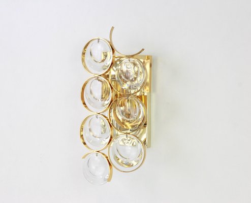 Golden Gilded Brass and Crystal Sconce from Palwa, Germany, 1960s-UGR-1085773